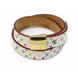 CEINTURE LOUIS VUITTON T80 EN TOILE MURAKAMI MULTICOLORE BLANC CANVAS BELT 320€