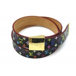 CEINTURE LOUIS VUITTON T80 EN TOILE MURAKAMI MULTICOLORE NOIR CANVAS BELT 320€