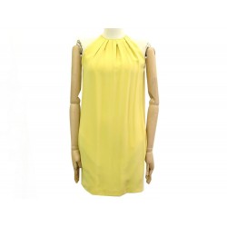 NEUF ROBE CELINE SANS MANCHE TAILLE 34 S SOIE JAUNE NEW YELLOW SILK DRESS 1900€