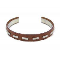 NEUF BRACELET HERMES T20 EN CUIR MARRON & ACIER BROSSE NEW BROWN LEATHER JEWEL