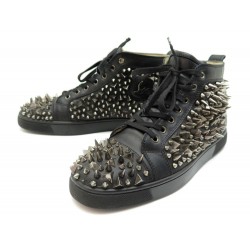 CHAUSSURES CHRISTIAN LOUBOUTIN LOUIS SPIKES 40.5 IT 41.5 BASKETS CUIR NOIR 965€