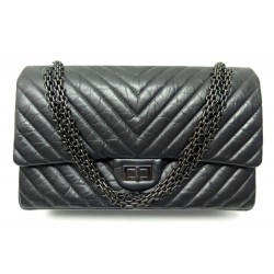 NEUF SAC A MAIN CHANEL GRAND 2.55 JUMBO SO BLACK EN CUIR CHEVRON NOIR BAG 6600€