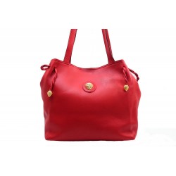 SAC A MAIN LANCEL SEAU EN CUIR ROUGE CABAS PORTE EPAULE RED LEATHER BAG 650€