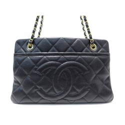 NEUF SAC A MAIN CHANEL SHOPPING EN CUIR GRAINE NOIR BLACK LEATHER HANDBAG 3500€