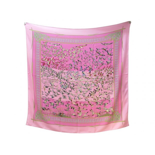 CHALE HERMES LIBRES COMME L'AIR FAIVRE CACHEMIRE SOIE ROSE BOITE SILK SHAWL 950€