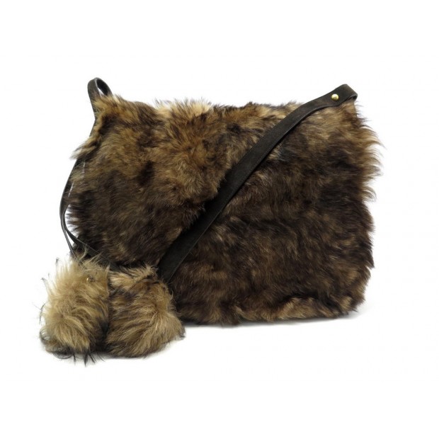 NEUF SAC A MAIN RALPH LAUREN BANDOULIERE EN FOURRURE SHEARLING FUR HANDBAG 1520€