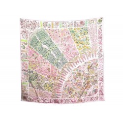 NEUF FOULARD HERMES FLEURS DE GIVERNY PAR CHRISTINE HENRY EN SOIE ROSE + BOITE