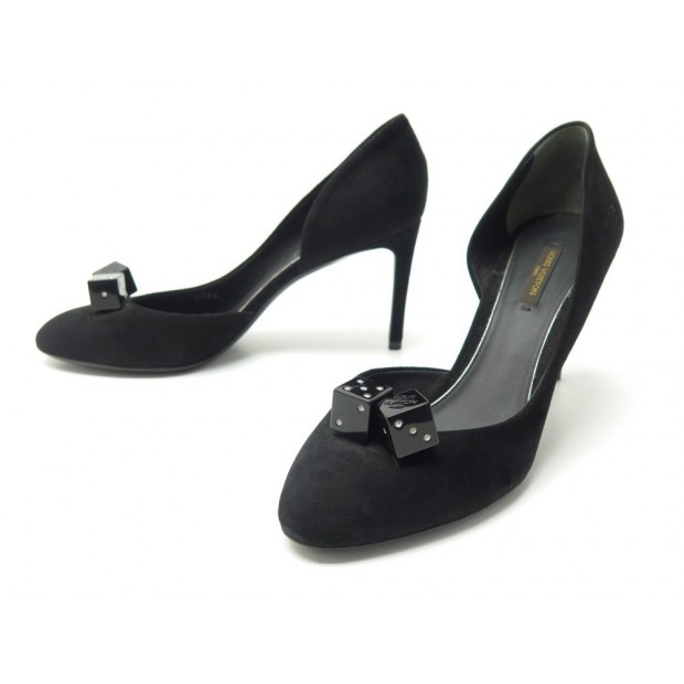 NEUF CHAUSSURES LOUIS VUITTON GAMBLE 39 ESCARPINS EN DAIM NOIR PUMP SHOES 935€