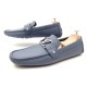 NEUF CHAUSSURES MOCASSIN LOUIS VUITTON MONTE CARLO 11 45 CUIR GRAINE BLEU 