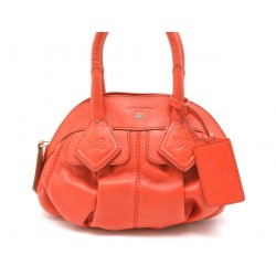 NEUF SAC A MAIN LANCEL GOUSSET 30 CM EN CUIR ORANGE LEATHER HAND BAG 580€