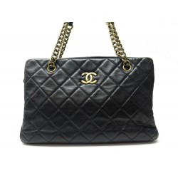 SAC A MAIN CHANEL CC CROWN EN CUIR MATELASSE NOIR TOTE HAND BAG SMALL 2820€