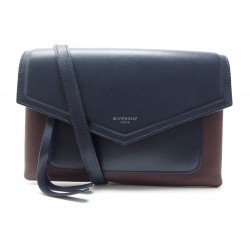 NEUF SAC A MAIN GIVENCHY DUETTO BANDOULIERE CUIR BLEU MARINE BORDEAUX BAG 750€