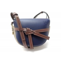 NEUF SAC A MAIN LOEWE GATE SMALL 321.54.T20 BANDOULIERE EN CUIR BLEU BEIGE 1750€