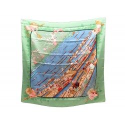 FOULARD HERMES MARCHE FLOTTANT DU LAC INLE CARRE 90 SOIE BOITE SILK SCARF 375€