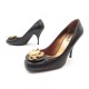 CHAUSSURES MIU MIU 37.5 IT 38.5 FR ESCARPINS CUIR NOIR BLASON BIJOU SHOES 790€