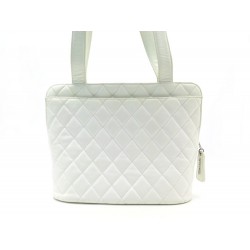 SAC A MAIN CHANEL SHOPPING CABAS CUIR CAVIAR BLANC WHITE LEATHER HANDBAG 2140€