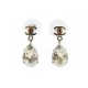 BOUCLES D'OREILLES CHANEL LOGO CC PENDANTES STRASS METAL ARGENTE EARRINGS 570€