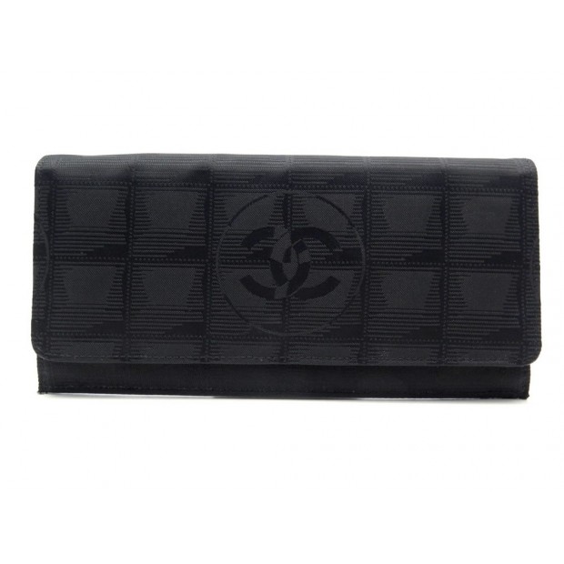 PORTEFEUILLE CHANEL LIGNE CROISIERE LONG EN TOILE NOIR TRAVEL LINE WALLET 420€