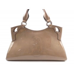 SAC A MAIN CARTIER MARCELLO 37 CM CABAS EN CUIR VERNI BEIGE HAND BAG PURSE 1575€