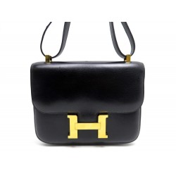 VINTAGE SAC A MAIN HERMES CONSTANCE 24 CM CUIR BOX NOIR HAND BAG PURSE 7350€