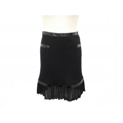 JUPE CHANEL P30388 40 M EN VISCOSE & COTON NOIR BIJOU CC GOURMETTE SKIRT 1600€