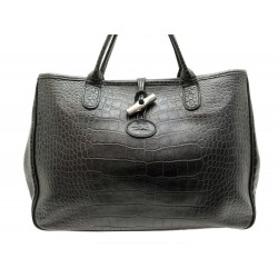 SAC A MAIN LONGCHAMP ROSEAU HERITAGE M 1686158001 EN CUIR FACON CROCO NOIR 490€