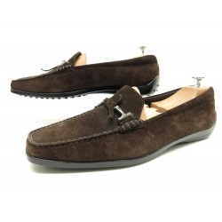 CHAUSSURES TOD'S CITY GOMMINO 41 MOCASSINS FEMME VEAU VELOURS MARRON SHOES 430€