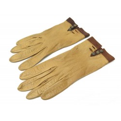 VINTAGE GANTS HERMES TAILLE 7 EN CUIR MARRON BROWN LEATHER GLOVES 580€