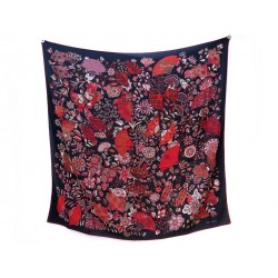 NEUF CHALE HERMES FLEURS ET PAPILLONS DE TISSUS CACHEMIRE SOIE NOIR SHAWL 950€