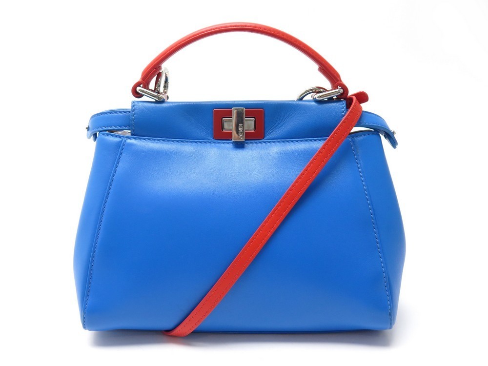 sac a main fendi peekaboo mini 8bn244 en cuir bleu