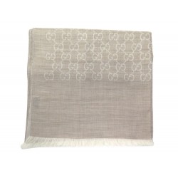 NEUF CHALE GUCCI GG GUCCISSIMA EN LAINE ET SOIE BEIGE NEW WOOL & SILK SHAWL 450€