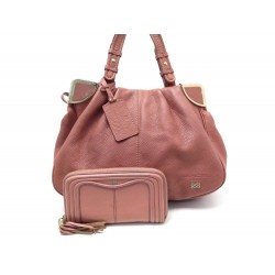 SAC A MAIN LANCEL EN CUIR GRAINE ROSE PORTEFEUILLE LEATHER WALLET HAND BAG 730€