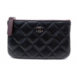 NEUF PORTE MONNAIE CHANEL MINI POCHETTE CLASSIQUE A82365 CUIR CAVIAR NOIR 450€