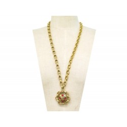 COLLIER CHANEL SAUTOIR 1984 DE CASTELLANE CHAINE MATELASSEE PIERRES ROUGE 1490€