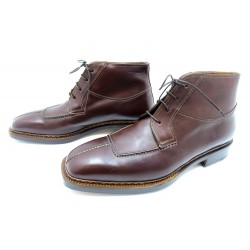 NEUF CHAUSSURES BOTTINES SANTONI COUSU NORVEGIEN 10 IT 44.5 EN CUIR BOOTS 790€