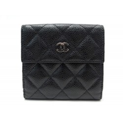 NEUF PORTEFEUILLE CHANEL PORTE MONNAIE CUIR CAVIAR NOIR NEW LEATHER WALLET 770€