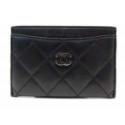 NEUF PORTE CARTES CHANEL CLASSIQUE AP0213 EN CUIR AGNEAU NOIR CARDS HOLDER 350€