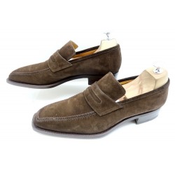 NEUF CHAUSSURES SANTONI MOCASSIN 10.5 IT 44.5 FR VEAU VELOURS 