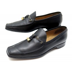 CHAUSSURES LOUIS VUITTON 37 MOCASSINS A BRELOQUES CUIR NOIR LOAFERS SHOES 500€