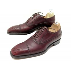 CHAUSSURES LOUIS VUITTON 8 42 RICHELIEU BOUT FLEURI EN CUIR BORDEAUX SHOES 710€