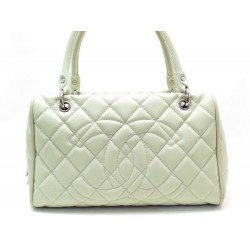 SAC A MAIN CHANEL BOWLING EN CUIR CAVIAR MATELASSE CREME LEATHER HAND BAG 5250€