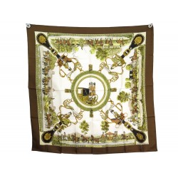 NEUF VINTAGE FOULARD HERMES GRANDS ATTELAGES LEDOUX CARRE 90 SOIE SCARF 375€