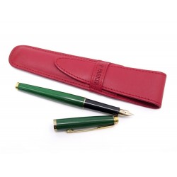 STYLO PLUME PARKER 75 EN MALACHITE ET PLAQUE OR + ETUI EN CUIR GREEN FOUTAIN PEN