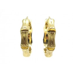 NEUF BOUCLES D'OREILLES CREOLES BAMBOU OR JAUNE 18K 10.6 GR BAMBOO GOLD EARRINGS