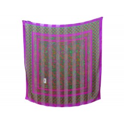 CHALE YVES SAINT LAURENT 138 X 136 CM FOULARD EN SOIE VIOLET PURPLE SILK SHAWL