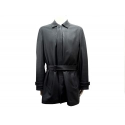 MANTEAU ERMENEGILDO ZEGNA T54 L CUIR AGNEAU NOIR ET CACHEMIRE LEATHER COAT 5225€