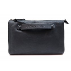 NEUF POCHETTE LONGCHAMP ETUI HIGH TECH 3D TROUSSE EN CUIR NOIR POUCH BAG 250€