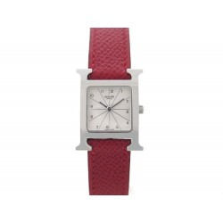 MONTRE HERMES HEURE H HH1.210 QUARTZ 21 MM ACIER ET CUIR EPSOM STEEL WATCH 2200€