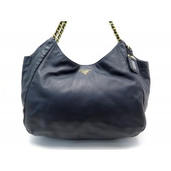 SAC A MAIN PRADA BR4487 EN CUIR BLEU CHAINE EN METAL DORE CHAIN TOTE BAG 2100€