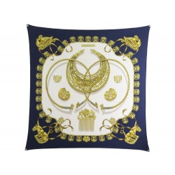 FOULARD HERMES LES CAVALIERS D'OR CARRE 90 PLISSE SOIE RYBALTCHENKO BOITE 375€